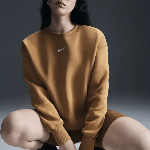 Nike Sportswear Phoenix Fleece женская оверсайз Crew-Neck свитшот цвет коричневый