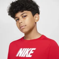 Nike Dri-FIT Multi+ Big детские (для мальчиков) Long-Sleeve Top (Extended Size) цвет красный
