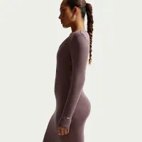 Nike Sportswear Chill Knit женская Tight Long-Sleeve Midi Mini-Rib Костюм цвет фиолетовый