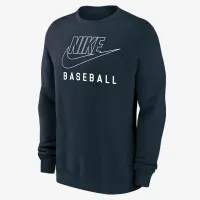 Nike Swoosh Club Fleece мужские Baseball Pullover Crew-Neck свитшот синий