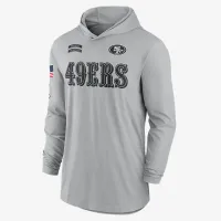 San Francisco 49ers Salute to Service Edge Mascot Lockup Men’s Nike Dri-FIT NFL Long-Sleeve Hooded Top колір сірий