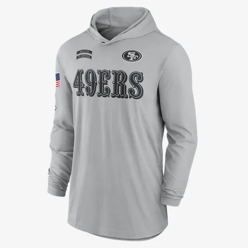 San Francisco 49ers Salute to Service Edge Mascot Lockup Men’s Nike Dri-FIT NFL Long-Sleeve Hooded Top цвет серый
