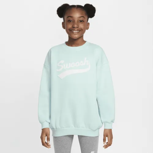 Nike Sportswear Club Fleece Big детские (Girls') оверсайз Crew-Neck свитшот синий