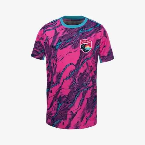 San Diego Wave FC 2025 Big дитячі Nike NWSL Short-Sleeve Pre-Match Top блакитний
