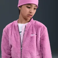 Nike Little детские Faux Fur Bomber Куртка Pink