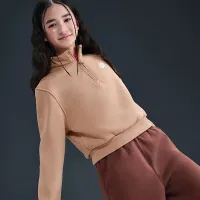 Nike Sportswear Club Fleece Big дитячі (Girls') 1/2-Zip Long-Sleeve Top колір коричневий