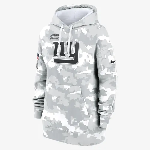 New York Giants Salute to Service Primary Edge Club женская Nike NFL Pullover Толстовка с капюшоном цвет белый