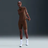 Nike One Classic жіноча Dri-FIT Short-Sleeve Top колір коричневий