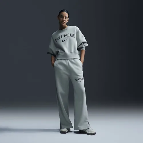Nike Sportswear Phoenix Fleece женская С высокой Талией Wide-Leg Logo Pants цвет зеленый