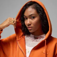 Nike Jordan Flight Fleece женская Cropped Satin-Lined Толстовка с капюшоном Orange