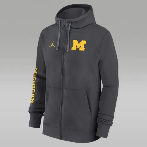 Michigan Wolverines Sideline Team Issue мужские Nike College Full-Zip Толстовка с капюшоном цвет серый