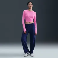 Nike Sportswear Chill Knit женская Slim Long-Sleeve Cropped Top Pink