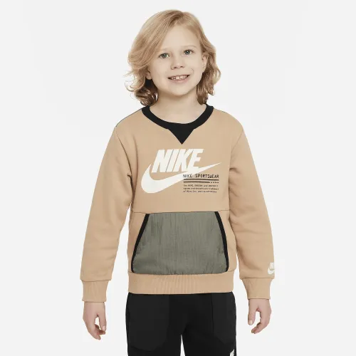 Nike Sportswear Paint Your Future Little дитячі French Terry Crew колір коричневий