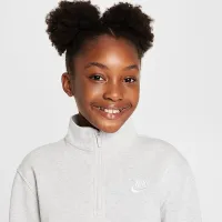 Nike Sportswear Club Big дитячі (Girls') Fleece 1/2-Zip Top колір коричневий