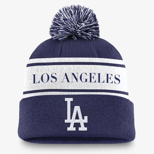 Los Angeles Dodgers Team Stripe Peak чоловічі Nike MLB Cuffed Pom Beanie блакитний