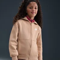 Nike Sportswear Club Fleece Big детские Full-Zip Толстовка с капюшоном цвет коричневый
