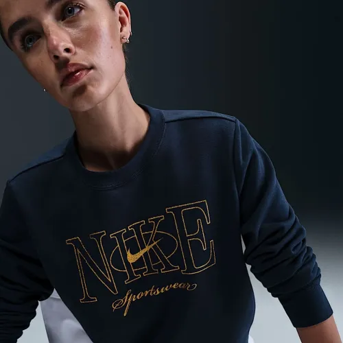 Nike Sportswear Club Fleece женская Pullover Crew-Neck свитшот синий