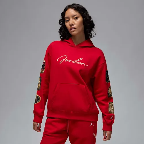 Nike Jordan Brooklyn Fleece женская Pullover Толстовка с капюшоном цвет красный
