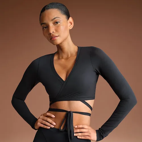 NikeSKIMS Weightless Layers жіноча Long-Sleeve Wrap Top колір чорний