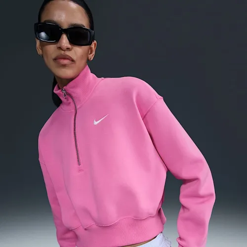 Nike Sportswear Phoenix Fleece женская 1/2-Zip Cropped свитшот Pink