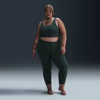 Nike Zenvy Rib женская Light-Support Non-Padded Longline Sports Bra (большие размеры) цвет зеленый
