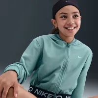 Nike Pro Fleece Big детские (Girls') Dri-FIT Full-Zip Толстовка с капюшоном цвет зеленый
