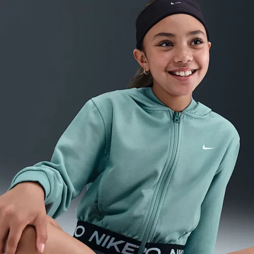 Nike Pro Fleece Big детские (Girls') Dri-FIT Full-Zip Толстовка с капюшоном цвет зеленый