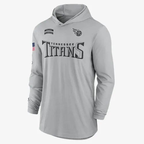 Tennessee Titans Salute to Service Edge Mascot Lockup Men’s Nike Dri-FIT NFL Long-Sleeve Hooded Top колір сірий