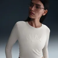 Nike Sportswear Chill Knit жіноча Slim Cropped футболка колір білий
