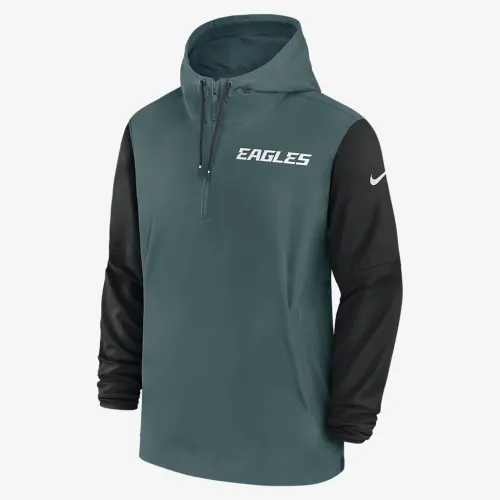 Philadelphia Eagles Sideline Pre-Game Player чоловічі Nike NFL 1/2-Zip Hooded Куртка колір зелений