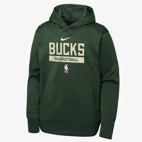 Milwaukee Bucks Spotlight Big дитячі Nike Dri-FIT NBA Pullover Толстовка з капюшоном колір зелений