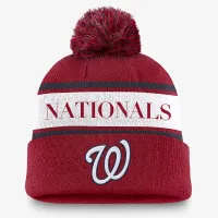 Washington Nationals Team Stripe Peak мужские Nike MLB Cuffed Pom Beanie цвет красный