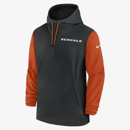 Cincinnati Bengals Sideline Pre-Game Player мужские Nike NFL 1/2-Zip Hooded Куртка цвет черный