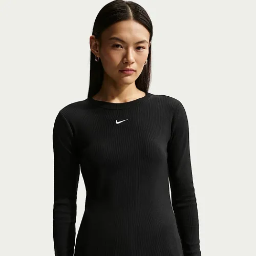 Nike Sportswear женская Tight Long-Sleeve Ribbed футболка цвет черный