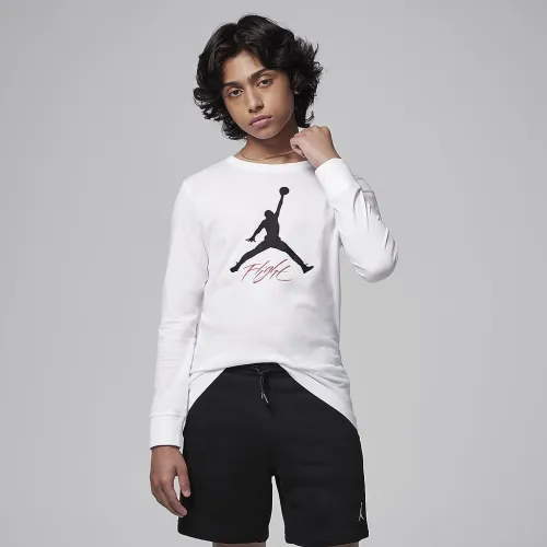 Nike Jordan Big детские Baseline Flight Long Sleeve футболка цвет белый