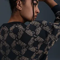 Nike Sportswear Club Fleece Big детские (Girls') оверсайз Printed Crewneck свитшот цвет черный