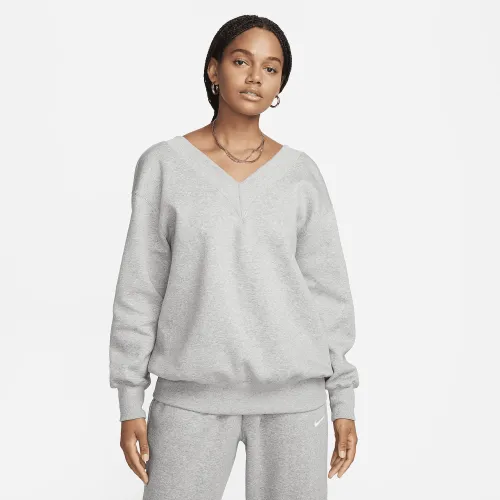 Nike Sportswear Phoenix Fleece женская оверсайз V-Neck свитшот цвет серый