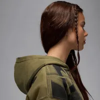 Nike Jordan Brooklyn Fleece женская Printed Pullover Толстовка с капюшоном цвет зеленый