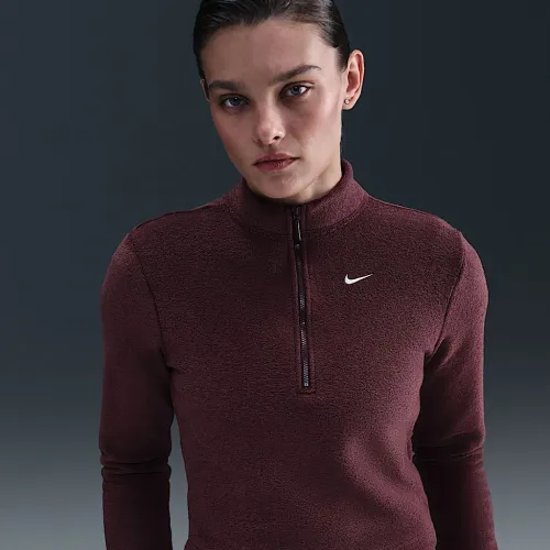 Nike Sportswear Phoenix Plush женская Slim Long-Sleeve Cozy Fleece 1/2-Zip Top цвет красный