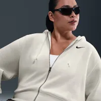 Nike Sportswear Phoenix Fleece жіноча Loose Cropped Full-Zip Толстовка з капюшоном (великі розміри) колір білий