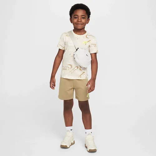 Nike Sportswear Little дитячі On the Move Printed Tee and French Terry шорти комплект колір коричневий