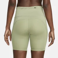 Nike женская Tight Mid-Rise Ribbed-Panel Running шорты с карманамицвет зеленый
