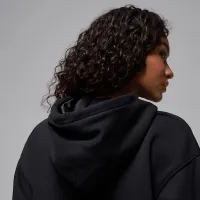 Nike Jordan Flight Fleece женская Cropped Satin-Lined Толстовка с капюшоном цвет черный