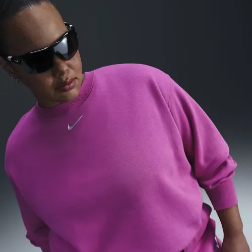 Nike Sportswear Phoenix Fleece женская оверсайз Crew-Neck свитшот (большие размеры) цвет фиолетовый