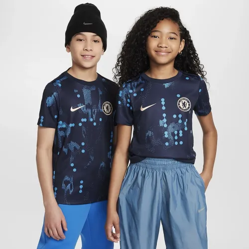 Chelsea FC Academy Pro Big детские Nike Dri-FIT Soccer Short-Sleeve Pre-Match Top синий