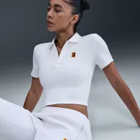 NikeCourt Heritage женская Short-Sleeve Cropped Tennis Polo цвет белый