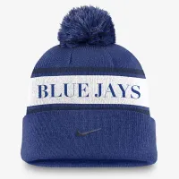 Toronto синий Jays Team Stripe Peak мужские Nike MLB Cuffed Pom Beanie синий