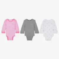 Nike Baby Essentials Baby (0-9M) Long Sleeve Bodysuits (3 Pack) цвет белый