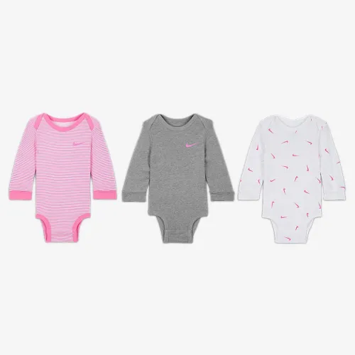 Nike Baby Essentials Baby (0-9M) Long Sleeve Bodysuits (3 Pack) колір білий