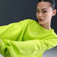 Nike Sportswear Phoenix Fleece женская Over-оверсайз Crew-Neck свитшот цвет зеленый